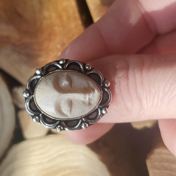 New Carved Goddess Face 925 Silver Ring. - Picture 5 of 9